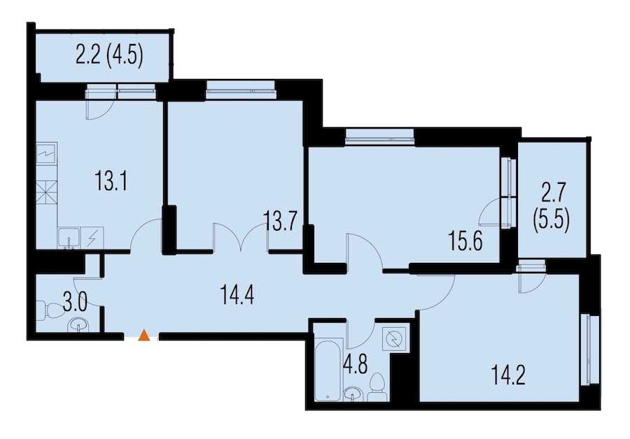 Трехкомнатная квартира в : площадь 84.3 м2 , этаж: 17 – купить в Санкт-Петербурге